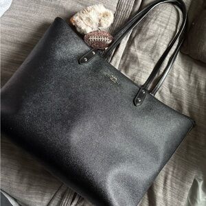 Coach Shimmering Black Leather Tote